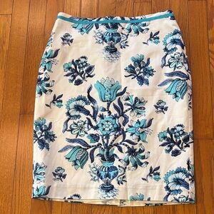 Talbots Blue and white Floral Pencil Skirt